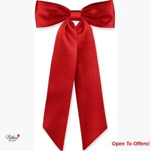 Satin Hair Bow Clip with Long Tassel for Ponytail and Braids